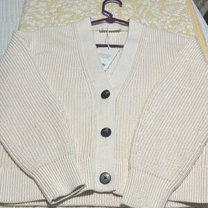 Everlane Cream Button-Up Cardigan